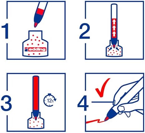 28 EcoLine beyaz yazı tahtası kalemi, 4'lü set, karışık renkler, yuvarlak uç, yeniden doldurulabilir