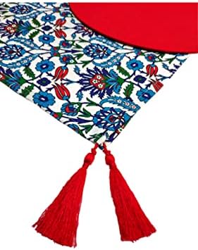 Viemso Çini Desenli Runner 6'lı Kırmızı Supla Set V00020886