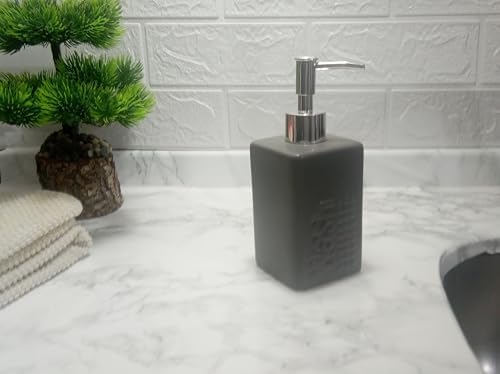 SERAMİK SIVI SABUNLUK KOYU BEJ MODERN 7X7X17CM 300ML SETİ