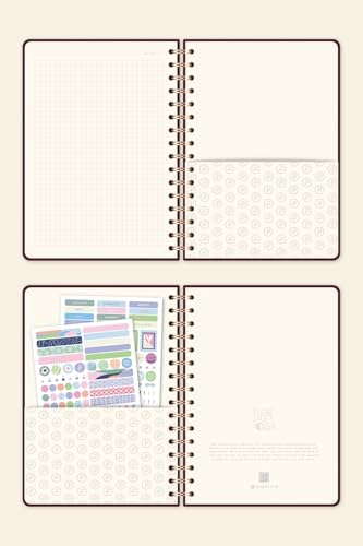 A5 Spiralli Sert Kapak Kareli Tarihsiz Not Defteri Bordo