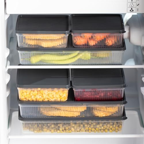 1169 8li Buzdolabı Organizer Mikrodalga Ve Derin Dondurucuya Uygun Buzluk Bakliyat Saklama Kabı -