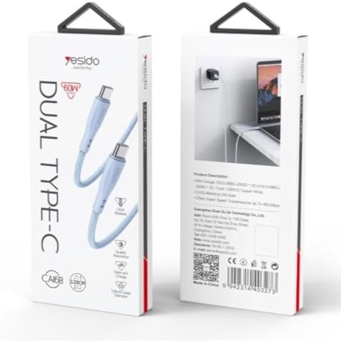 1.2M 60W Type-C to Type-C PD Hızlı Şarj Kablosu - Mavi