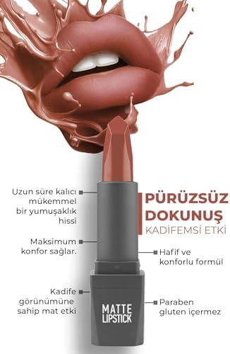 Yoğun Renk Veren Uzun Süre Kalıcı Nemlendirici Kadifemsi Mat Ruj - Matte Lipstick 406 Soft Terracott