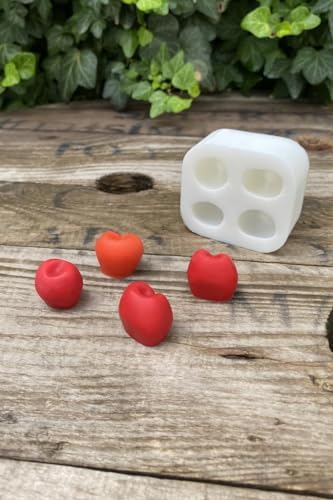 Kiraz Dörtlü Mum Kalıbı (Silikon) (2,5 x 2 x 1,8 cm) (Küçük Süsleme Kalıbı) 1 Adet