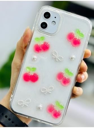 11 ile Uyumlu İNCİ KİRAZ Tasarımlı Oyuncaklı Esnek Silikon Kılıf