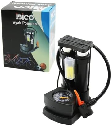 SAATLİ DİKEY MODEL - İNCE PİSTONLU AYAK POMPASI OTO-ARAÇ - BİSİKLET-MOTOR LASTİK - TOP - ŞİŞME HAVUZ-YATAK (5122)