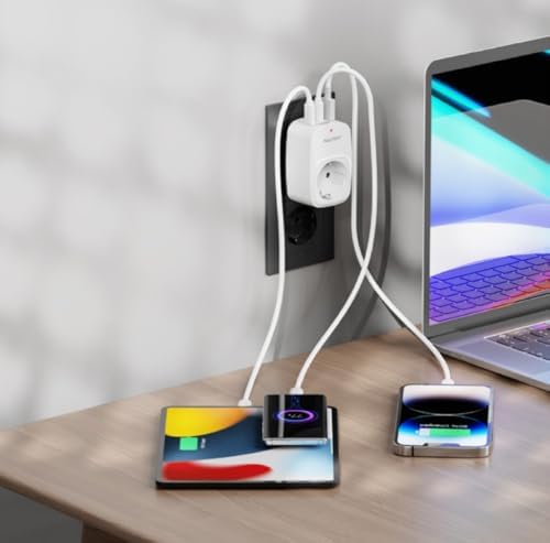 Akım Korumalı Priz 1x Priz, 2x Type-C, 1x USB Port Çıkışlı Tekli (Beyaz)