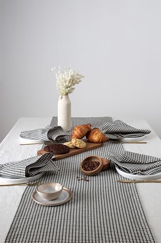 W Doku | Piti Kareli Runner - Piknik Örtüsü 40 x 150 cm (Siyah)