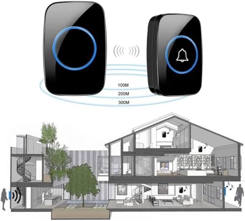 Kablosuz Kapı Zili Ledli Uzaktan Kumandalı Işıklı Kapı Zili Yüksek Sesli 300mt Uzun Mesafeli - 1 Buton + 1 Zil