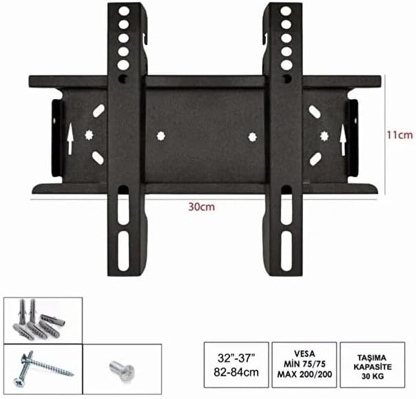 STR-30S 22-42" Vesa TV-Monitör Askı Aparatı, Sabit Kilitli Max 35kg Lcd-Led Tv Duvar Askı Aparatı (inç Aralığı Tüm TV ve Monitör Uyumlu) (22"-42" INC)