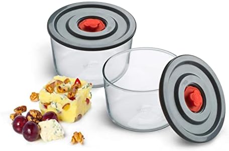 Yuvarlak 2’li Borosilikat Cam Saklama Kabı Seti, 0.35 L x 2, 116×76 mm, Sızdırmaz Kapak, Mikrodalga-Fırın-Buzdolabı-Bulaşık Makinesi Uyumlu