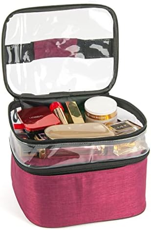 Makyaj Çantası Bavulu Profesyonel Şeffaf Çanta Seyahat Seti Beslenme Çantası Renk 2 Bölmeli