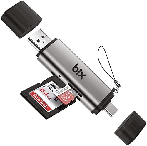 Bix ADP-11 Mikro SD Kart Okuyucu Type-C & USB 3.2 Gen1, Hafıza Kartı Okuyucu Micro SD için OTG, SDHC, SDXC, MMC Kart Adaptörü, iPad, , Bilgisayar, Telefon ve Tablet ile Uyumlu