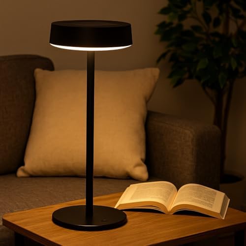 Solar Şarjlı Masa Lambası – 3 Kademeli Dimmer, Dokunmatik, Type-C USB, Güneş Enerjili, Siyah Metal Gövde, 31 cm