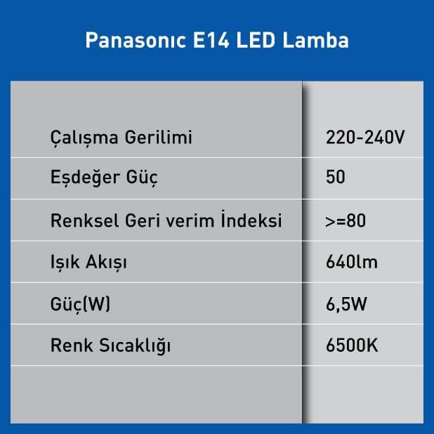 LED E14 6,5W 640LM 6500K Kelvin-Beyaz Işık