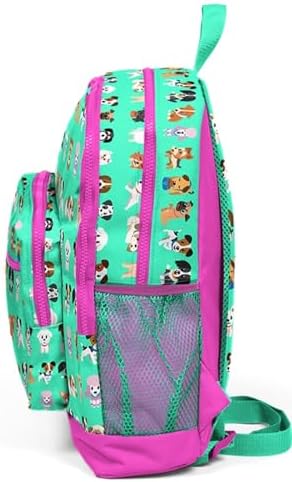 Su Yeşili Köpek Desenli Dört Bölmeli Okul Sırt Çantası 23465