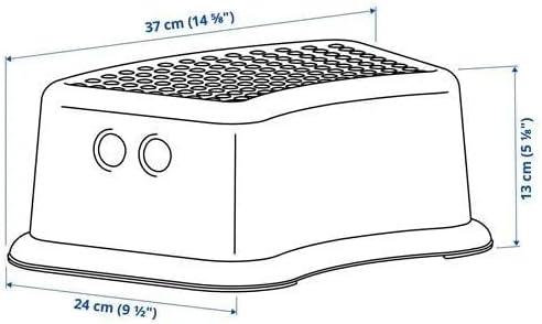 çocuk basamağı, beyaz-turkuaz, 37x13 cm