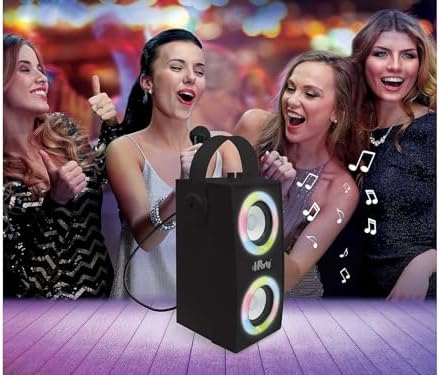 iPparty Hoparlör - Taşınabilir Bluetooth Mikrofon Hoparlörü, Karaoke, Işık Efektleri, Kablosuz, USB, SD Kart, Şarj Edilebilir Pil, Siyah, BTP180BKZ, Tek Boyut