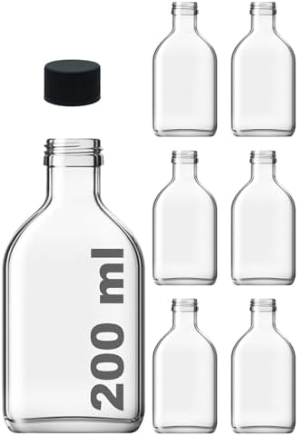 200 cc Kapaklı Cold Şişesi 200 ml Yassı Soğuk Kahve Cam Şişe 6 Adet (Siyah (Plastik))