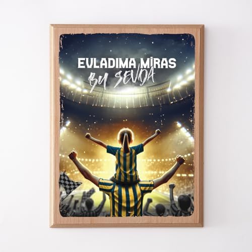 Sarı Lacivert Taraftarlara Özel Ahşap Tablo 22x30 cm