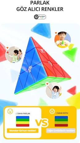 Go Pyraminx Küp Hız Piramit Çıkartmasız Zeka Küp Türkiye Resmi Satıcısı (GAN Üretimidir)
