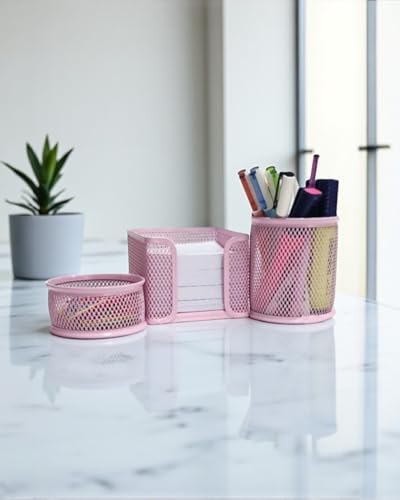 Masaüstü 3'lü Toz Pembe Kalemlik Seti ND-1001