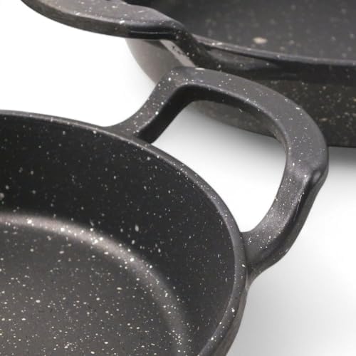 3'lü Döküm Sahan Seti, 3'lü Yumurta, Omlet Tavası, 3 Boy Döküm Siyah Granit Sahan Tava (22cm-20cm-18cm)