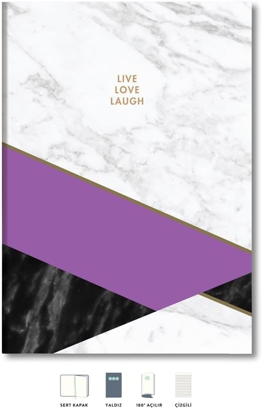 Mermer Defter Çizgili Mor 17x24cm