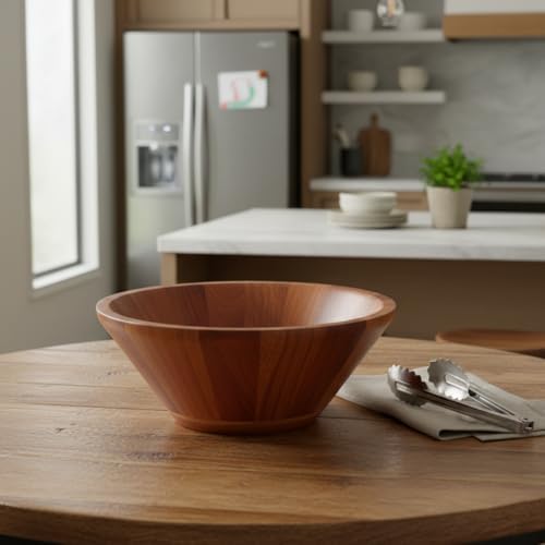 23cm Doğal Akasya Ağacı Salata Kasesi – El Yapımı Derin Ahşap Servis ve Karıştırma Kasesi | Meyve, Makarna, Çerez Sunumu | Çevre Dostu Mutfak ve Sofra Aksesuarı