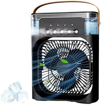 Buharlı Vantilatör Masaüstü Fan Klima Buharlı Hava Nemlendiricili Vantilatör Buzlu Hava Nemlendirici Özellikli 7 Renk Led Asorti Renk