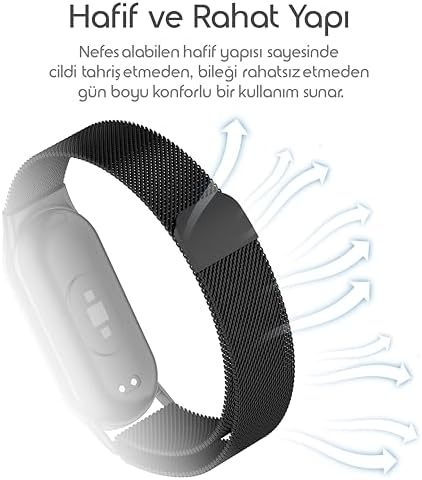 ile Uyumlu Mi Band 10/9/8 İçin Milano Loop Metal Hasırlı Kordon Manyetik Tasarımlı Terletmeyen Hafif Yapılı Bileğe Göre Ayarlanabilen Deformasyona Dayanıklı Paslanmaz Kayış