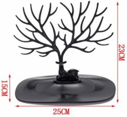 Geyik Tasarımlı Takı Standı, Yüzük ve Kolye Organizeri, Mücevher Sergileme Standı (Siyah)