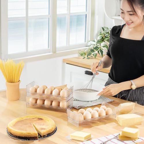 10'lu Yumurtalık Buzdolabı Raf Düzenleyici - Şeffaf Yumurta Kutusu, BPA İçermez, Buzdolabı ve Masa Üstü için Kompakt Yumurta Saklama Kabı