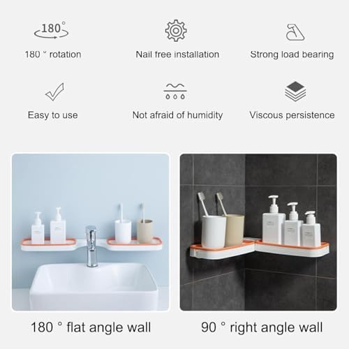 180 Derece Ayarlanabilir Çift Taraflı Banyo Organizeri, Duş Rafı, Pratik ve Şık Tasarım, Kaymaz ve Su Geçirmez, Çok Amaçlı Depolama Çözümü, Kolay Montaj