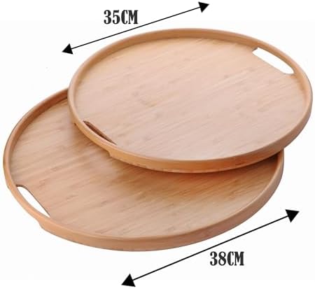 2'li Bambu Tepsi Seti, İnce Tasarım Özel Üretim Yuvarlak 2'li Bambu Tepsi Seti (33 * 22 * 1cm-40 * 28 * 1cm)