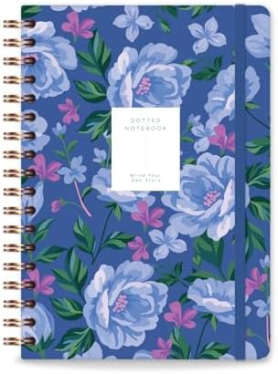 17x24 Spiralli Lastikli Sert Kapak Noktalı Not Defteri - Çiçek