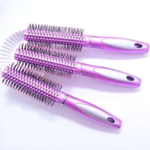 Yuvarlak Saç Fırçası ve Tarak –Yeşil-Pembe-Mor, Masaj Uçlu, Hacim ve Şekillendirme İçin (Mor)