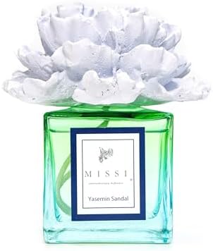 220 ml Degrade Mavi Şişe Seramik Taşlı Yasemin Sandal Oda Kokusu