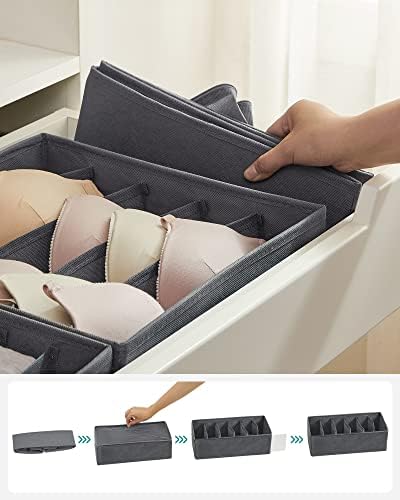 İç Giyim Düzenleyici 8'li Set, Çekmece Düzenleyici, Katlanabilir, Düzenleyici, Saklama Kutusu Dolabı, Kumaş Kutuları Saklama, Sütyen, Çorap, Kravat, Gri RUS08GY
