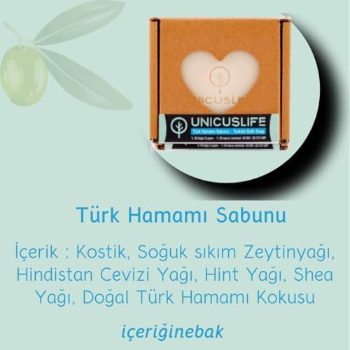 Unicuslife% 100 Saf Doğal Türk Hamamı Sabunu Katkısız El Yapımı 100 gr