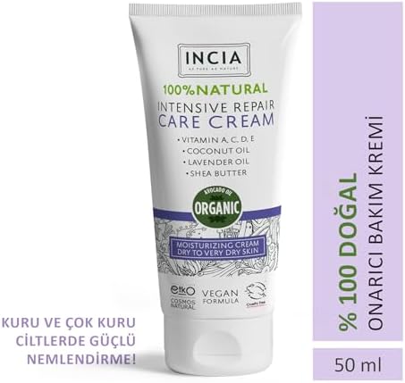 %100 Doğal Onarıcı Bakım Kremi Yoğun Nemlendirici Cilt Bakım Lavanta Avokado Shea Vegan 50 ml