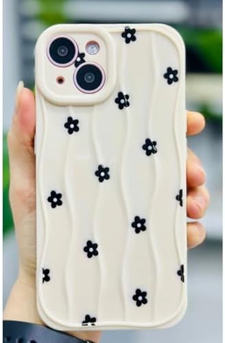 13 ve 14 Uyumlu 3d Wavy Siyah Papatya Baskı Desenli Silikon Kılıf - Dalgalıpapatya