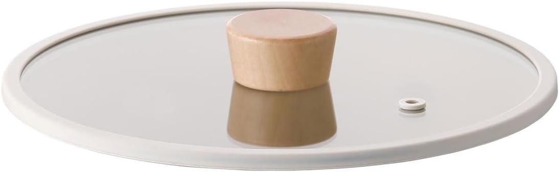 26CM Düz Silikon Çerçeveli Cam Kapak Bej