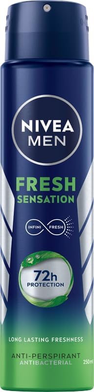 Men Erkek Sprey Deodorant Fresh Sensation 250 ml, 72 Saat Terleme ve Ter Kokusuna Karşı Anti-Perspirant Koruma,Ferah Koku,Avantajlı Boy