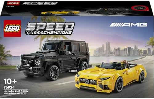 Speed Champions -AMG G 63 ve -AMG SL 63 76924 – 10 Yaş ve Üzeri Araç Tutkunu Kız ve Erkek Çocukları için 2 Model İçeren Oyuncak Yapım Seti, Doğum Günü Hediyesi Fikri (808 Parça)