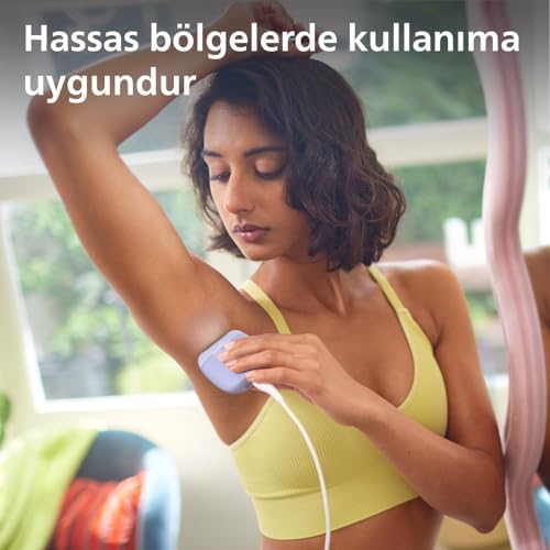 Epilasyon Cihazı, Taşınabilir Kompakt Tasarım, LED Işıklı Yıkanabilir Başlık, Masaj ve Tıraş Başlığı, Peeling Eldiveni Hediyeli, 4 Haftaya Kadar Pürüzsüzlük, Açık Mavi Renk, BRE247/05