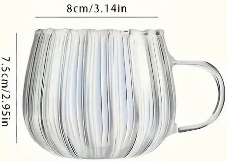 Life 2 Adet Ateşe Dayanıklı 400 ML Çizgili Cam Kupa Bardak MIT1100