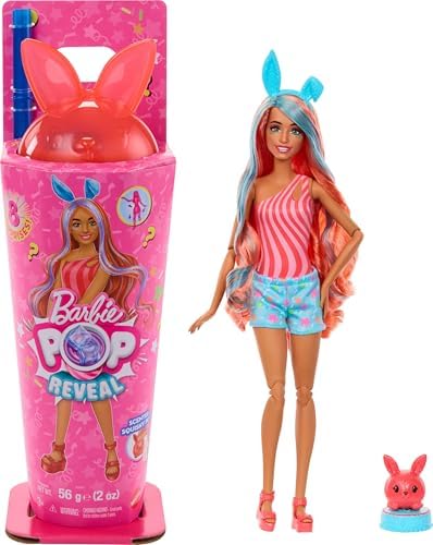 Pop Reveal™ Mikshake Serisi - Pembe Pop Reveal Shakes Serisi bebek ve aksesuar seti, kokulu ve sevimli kedicik temalı bebek JCN87