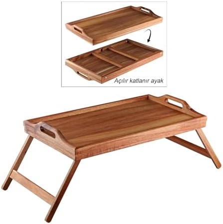 Katlanır Ayaklı Akasya Ağacından Yatak Keyif Servis Tepsisi, Ahşap Yatak Tepsisi - Rahatlık ve Şıklık: Katlanır Ayaklı Akasya Ağacından Yatak Keyif Servis Tepsisi - Yatak Tepsisi (50*30*21cm)