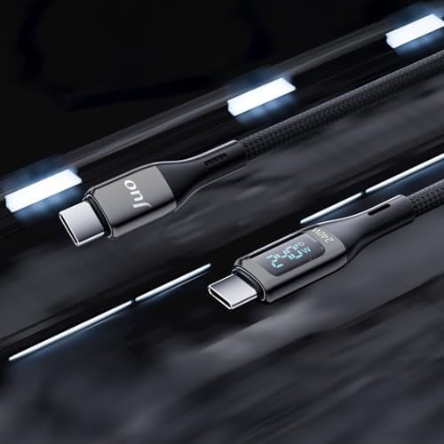 Juo 240W Dijital Led Ekranlı E-Mark Çipli PD 3.1 USB Type-C to Type-C Hızlı Şarj ve Data Kablosu 2 Metre